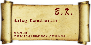 Balog Konstantin névjegykártya